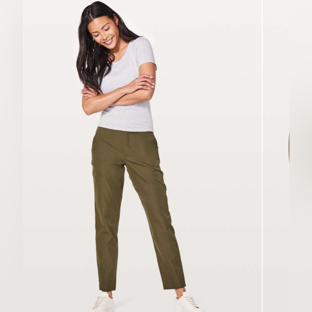 Lululemon City Trek Trouser *28" Inseam Size 8 Military Green Urbanite Twill